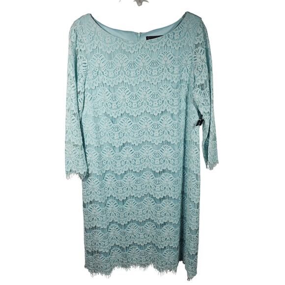 Jessica Howard 3/4 Sleeve Scallop Hem Shift Dress in Mint NWT Size 14 - Picture 3 of 10